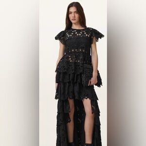 NWT All Saints Meadow Embroidered Short Sleeve
Top Black